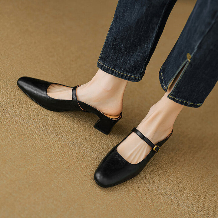 Womens Leather Mules Genuine Leather Slip-On