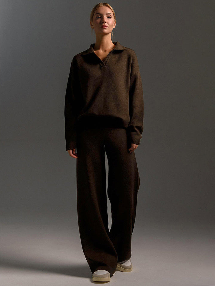 Womens Wide Leg Pants Set Relaxed Fit