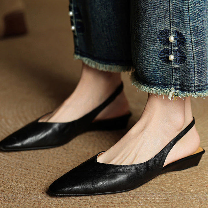 Womens Slingback Shoes Genuine Leather Classic Fit