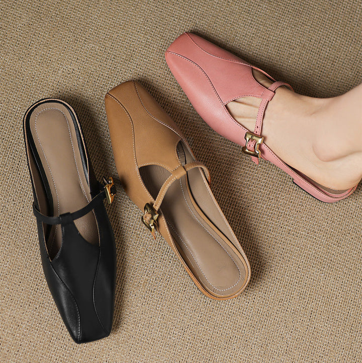 Womens Leather Mules Genuine Leather Slip-On