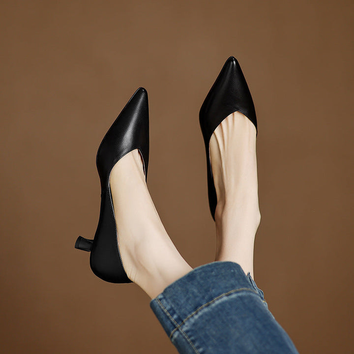 Womens Genuine Leather Heels Classic Fit