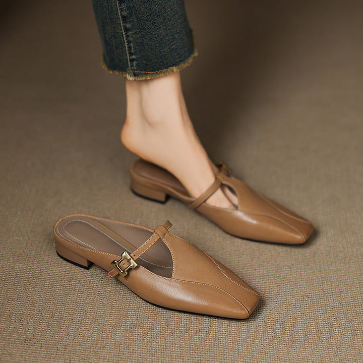 Womens Leather Mules Genuine Leather Slip-On