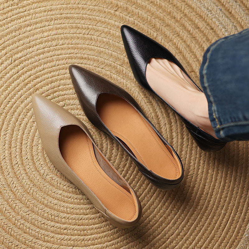 Womens Genuine Leather Heels Classic Fit