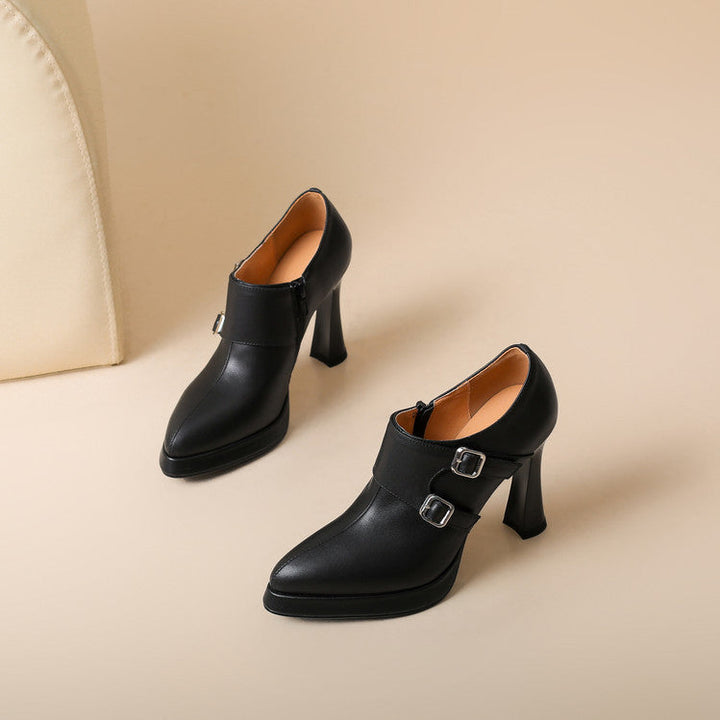 Womens Genuine Leather Heels Classic Fit