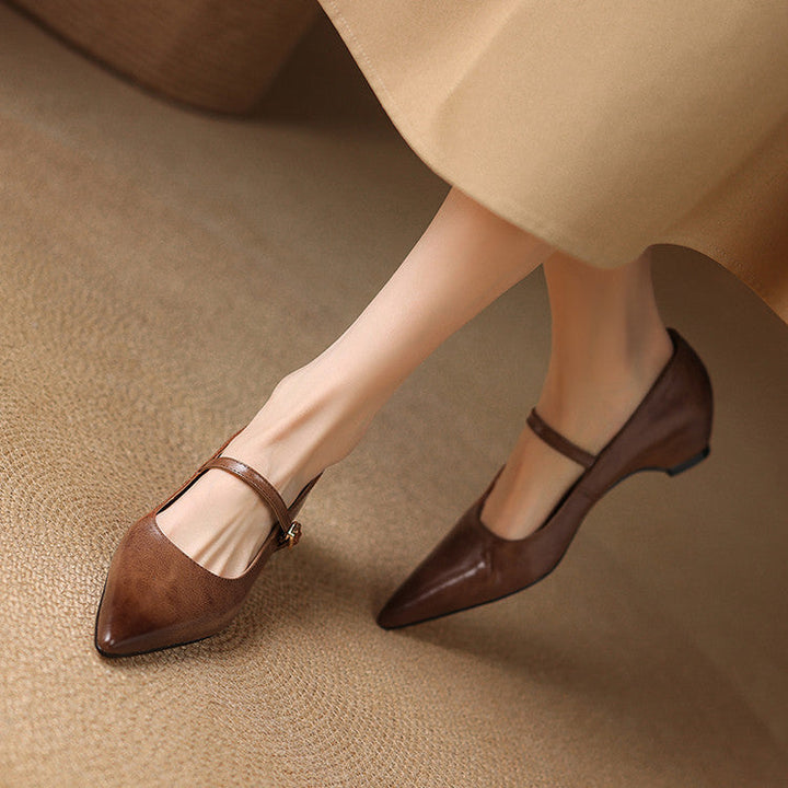 Womens Genuine Leather Heels Classic Fit
