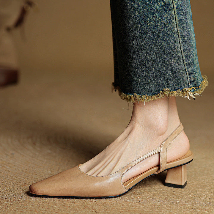 Womens Genuine Leather Heels Classic Fit