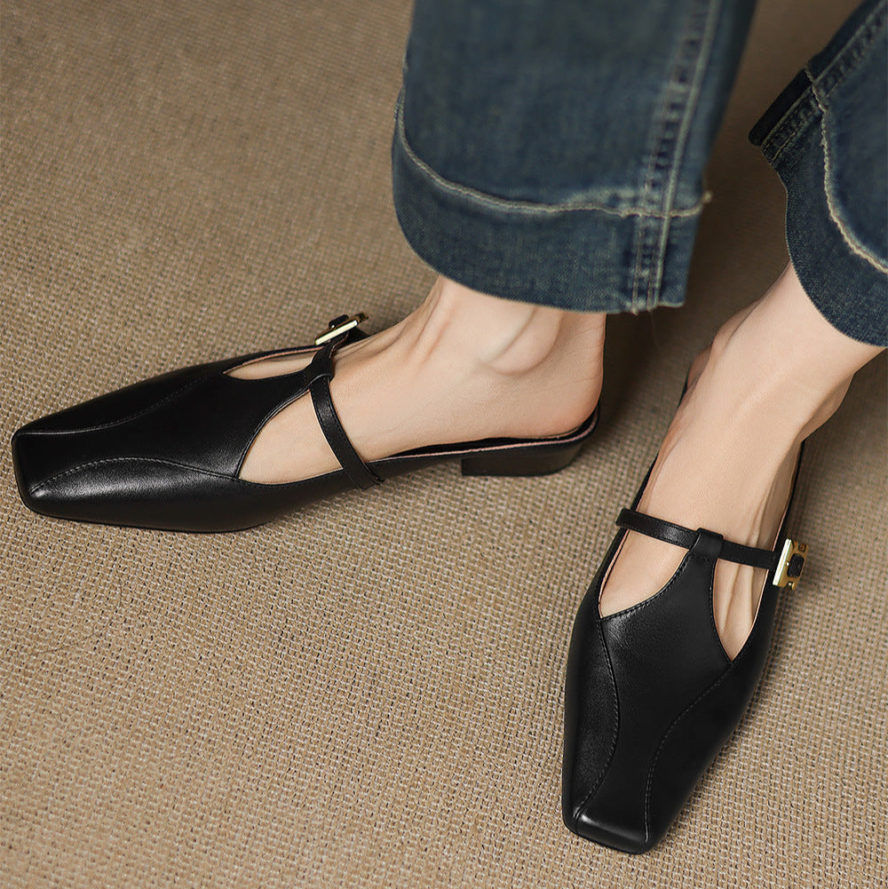 Womens Leather Mules Genuine Leather Slip-On