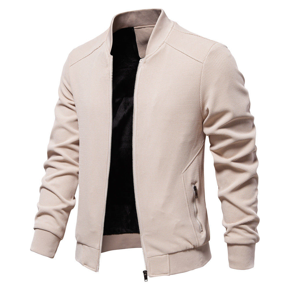 Mens Knit Jacket Textured Full Zipper