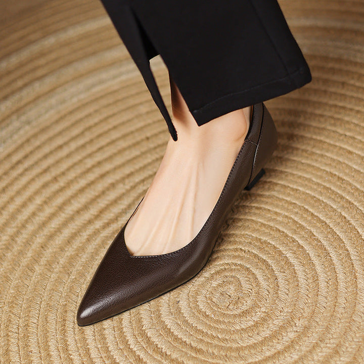 Womens Genuine Leather Heels Classic Fit