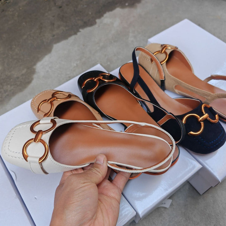 Womens Slingback Shoes Leather Strap Elegant Fit