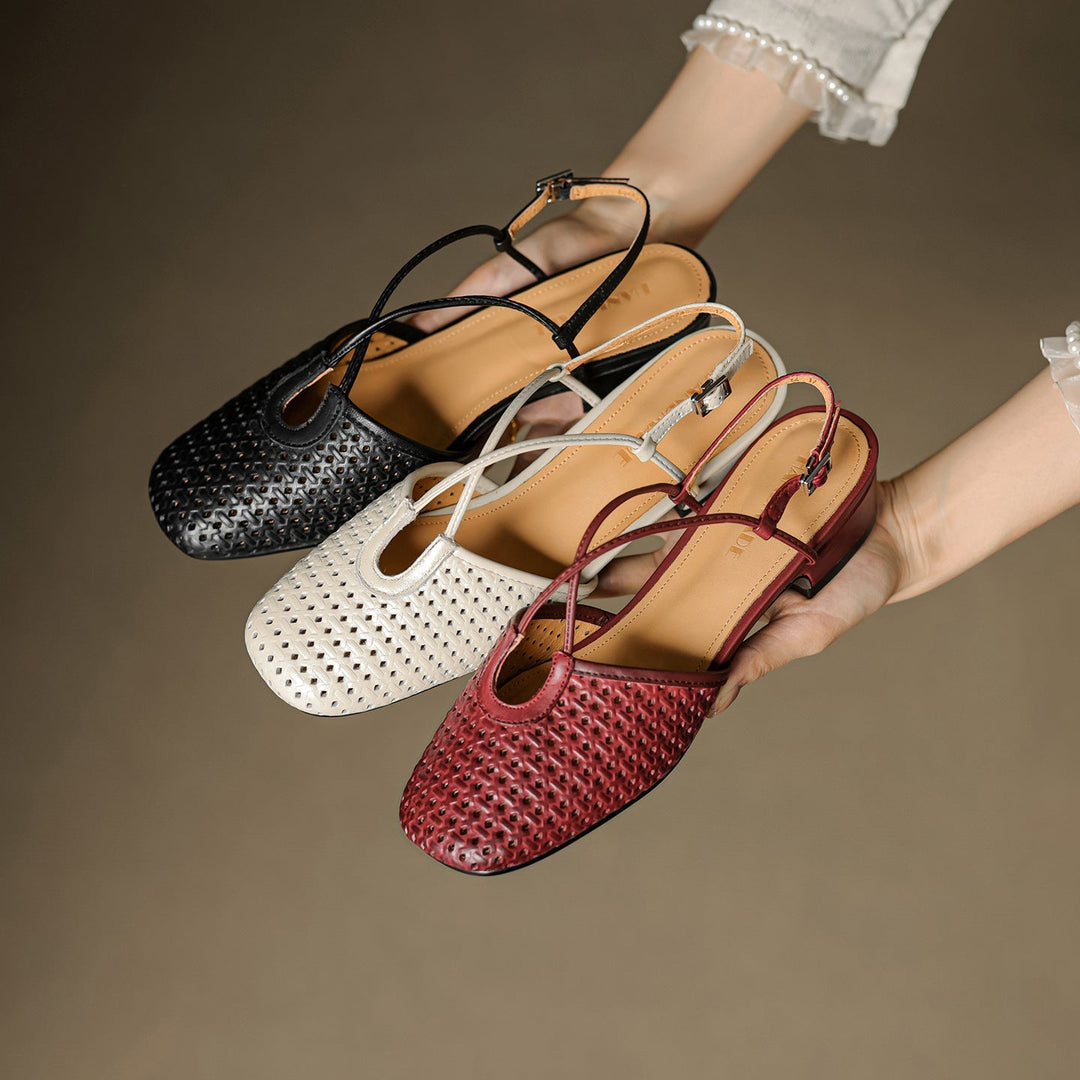 Womens Slingback Shoes Genuine Leather Classic Fit