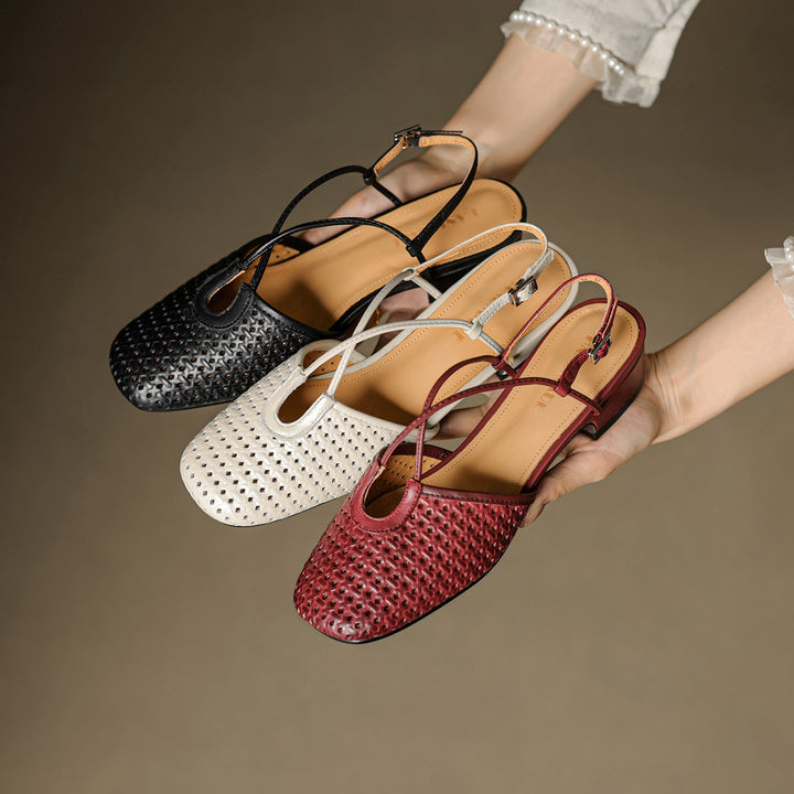 Womens Slingback Shoes Genuine Leather Classic Fit
