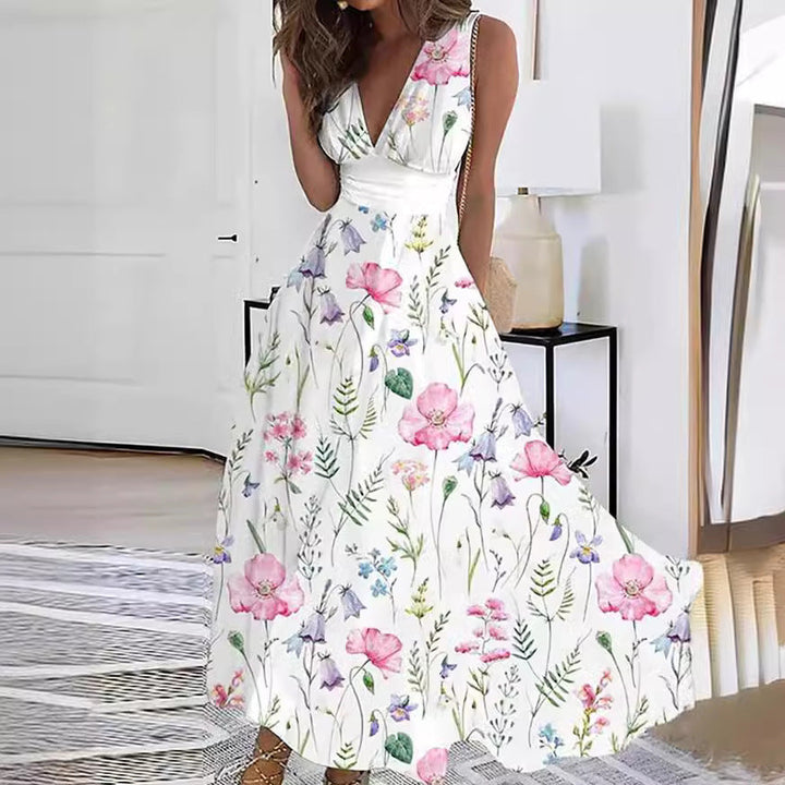 Womens Long Evening Dress Floral Pattern