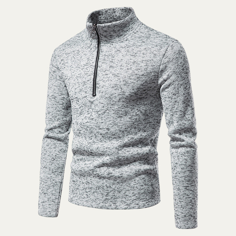 Mens Pullover Half Zip Textured Mock Neck