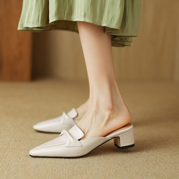 Womens Leather Mules Genuine Leather Slip-On