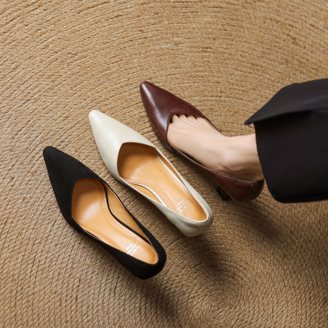 Womens Genuine Leather Heels Classic Fit