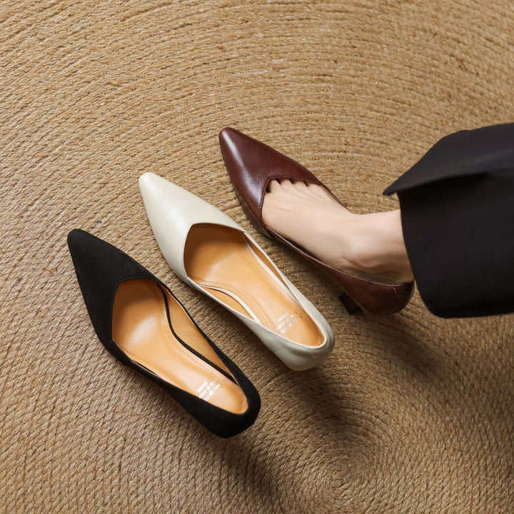 Womens Genuine Leather Heels Classic Fit
