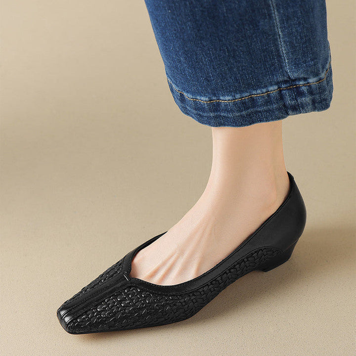 Womens Genuine Leather Heels Classic Fit