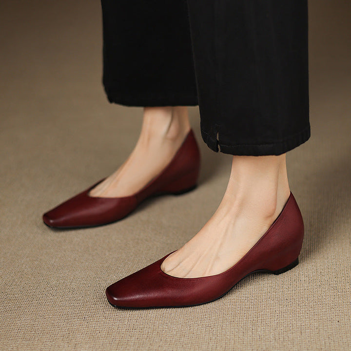 Womens Genuine Leather Flats Slip-On Style