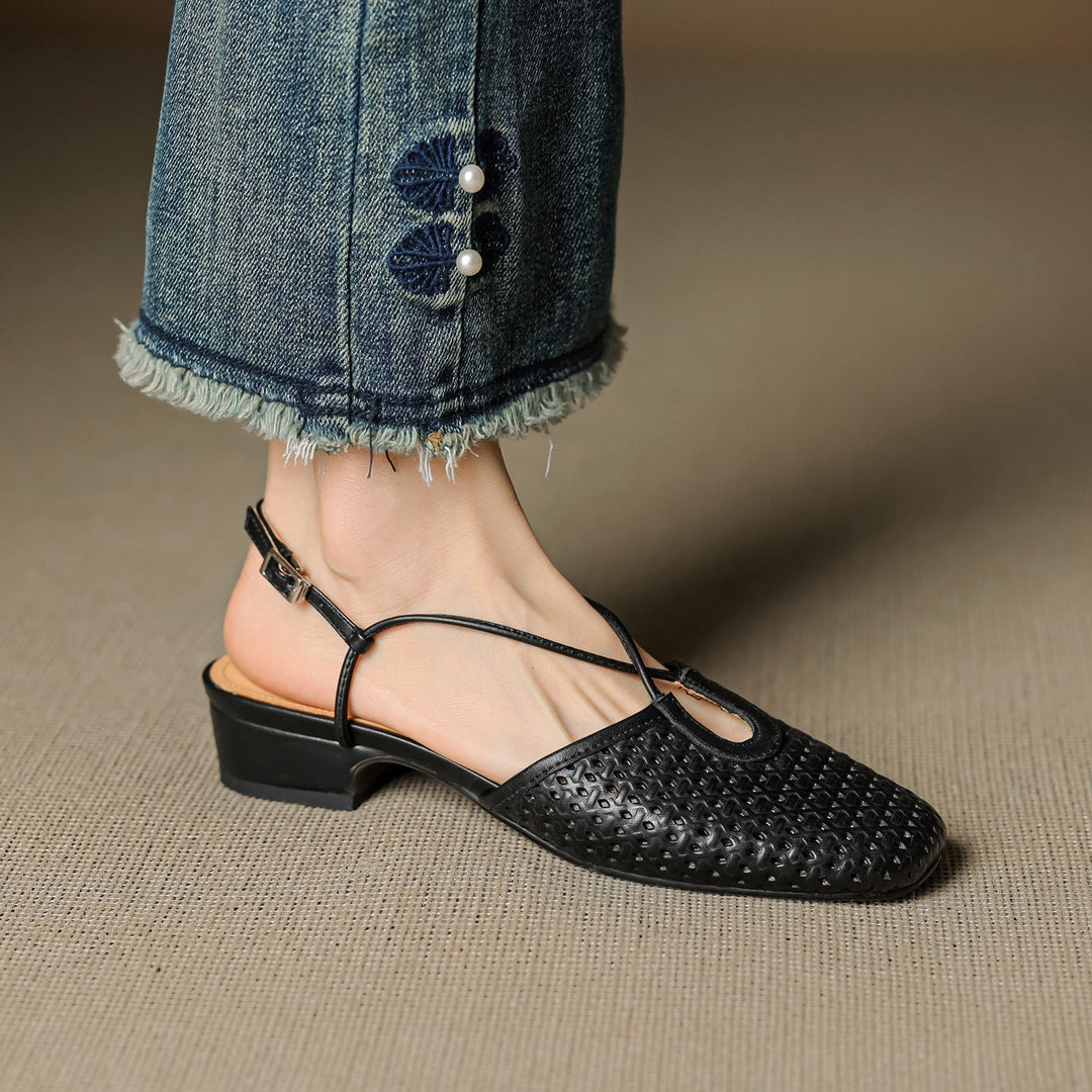 Womens Slingback Shoes Genuine Leather Classic Fit