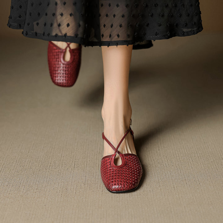 Womens Slingback Shoes Genuine Leather Classic Fit