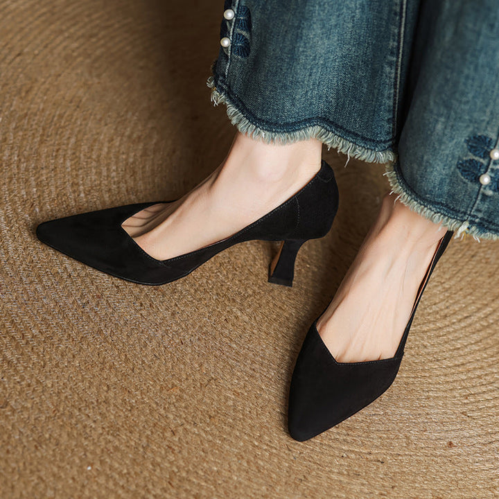Womens Genuine Leather Heels Classic Fit