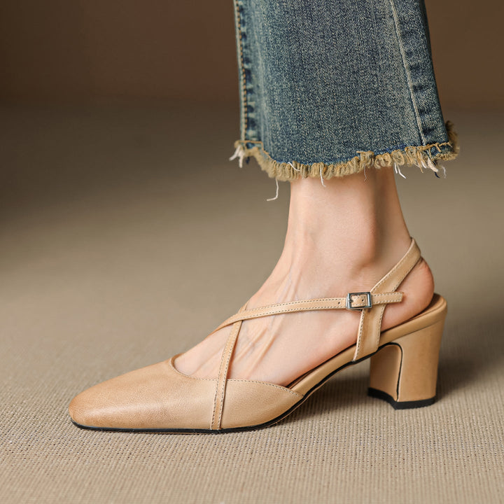 Womens Slingback Shoes Genuine Leather