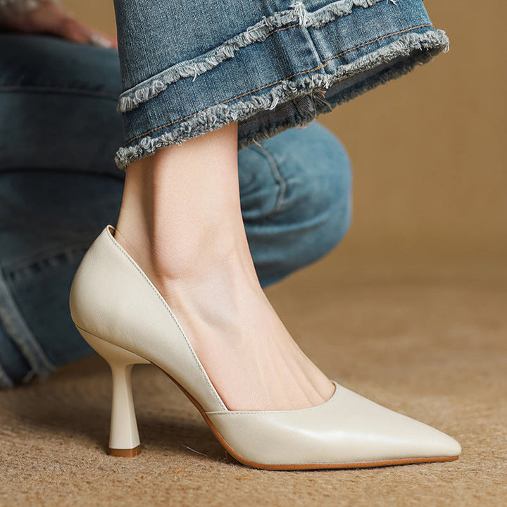 Womens Genuine Leather Heels Classic Fit