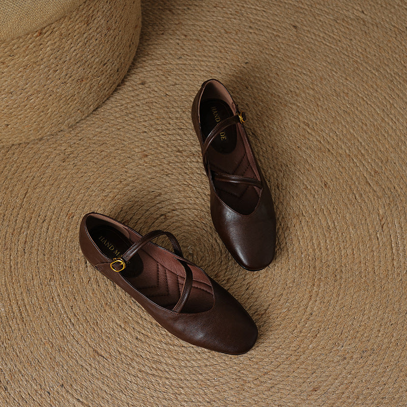 Womens Flats Genuine Leather Slip-On