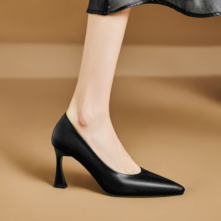 Womens Genuine Leather Heels Classic Fit
