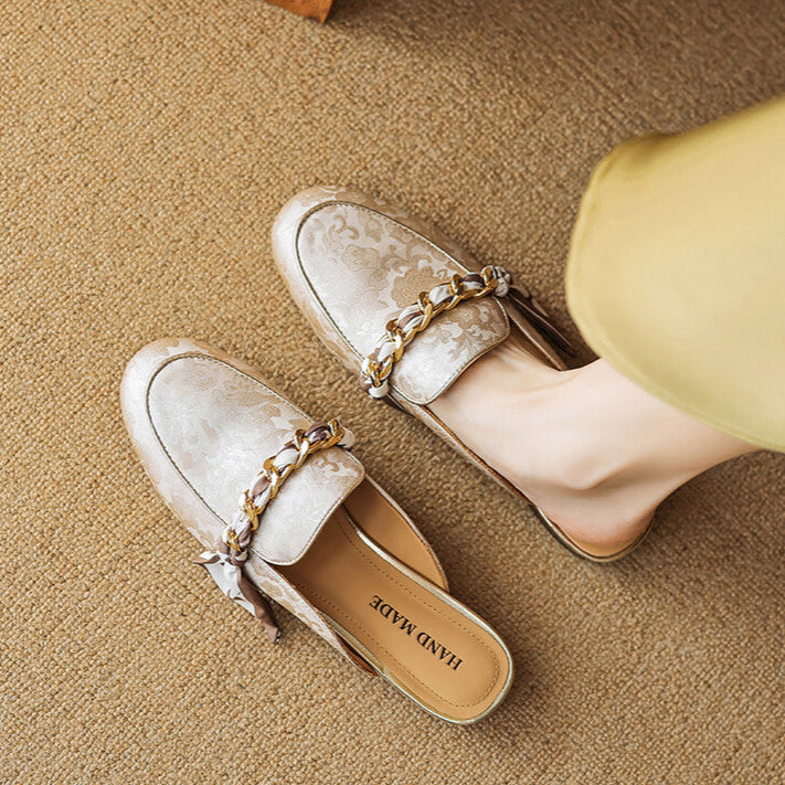Womens Genuine Leather Mules Slip-On Style