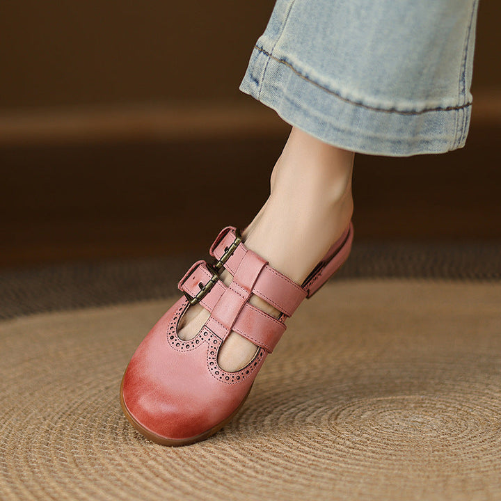 Womens Genuine Leather Mules Slip-On Comfortable