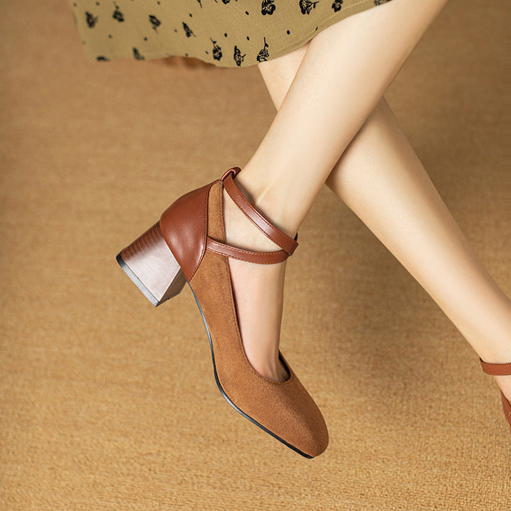 Womens Suede Heels Pointed Toe Classic Fit