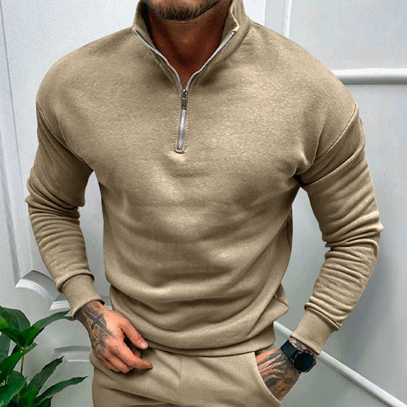Unisex Zip-Up Sweatshirt with Stand-Up Collar