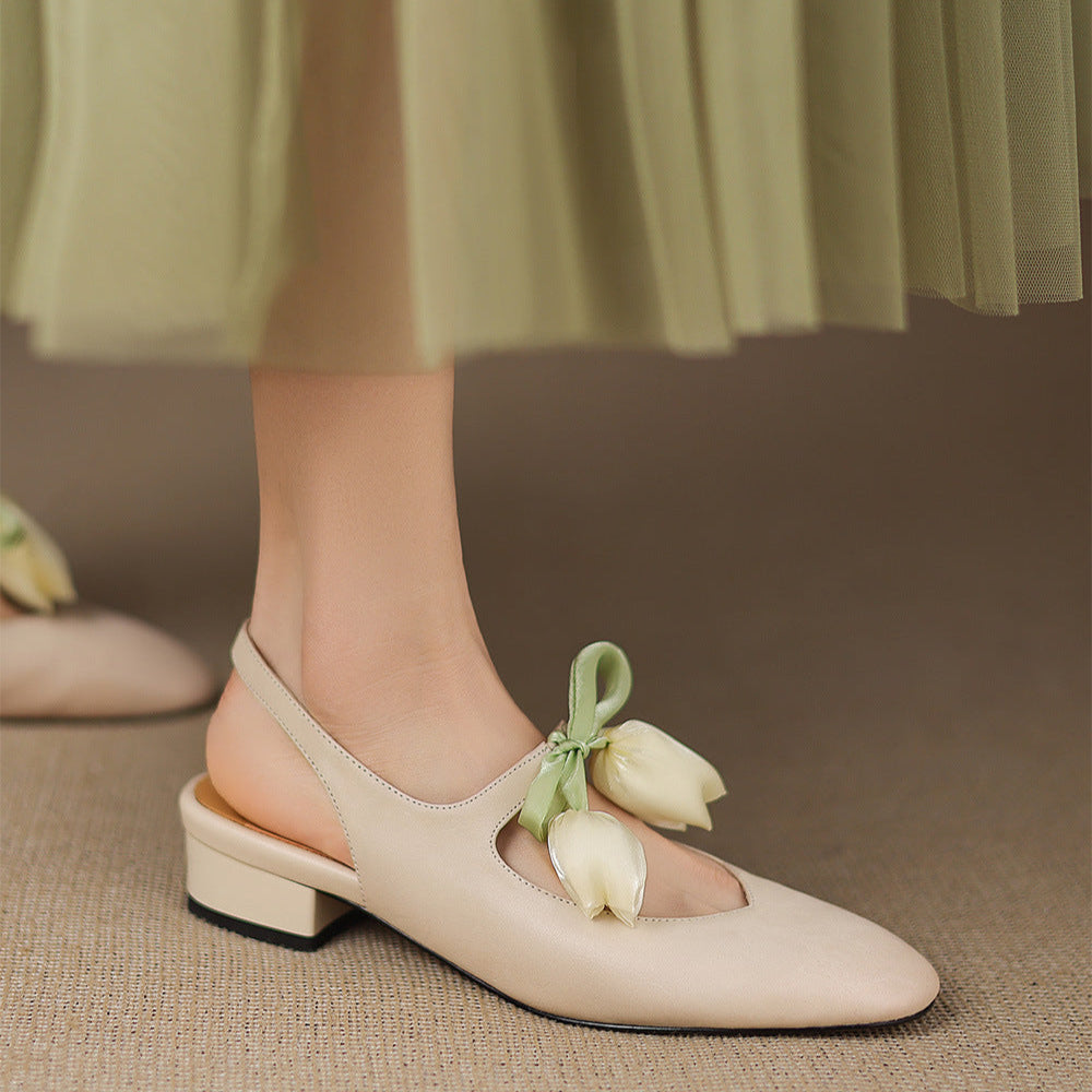 Womens Slingback Shoes Genuine Leather Classic Fit