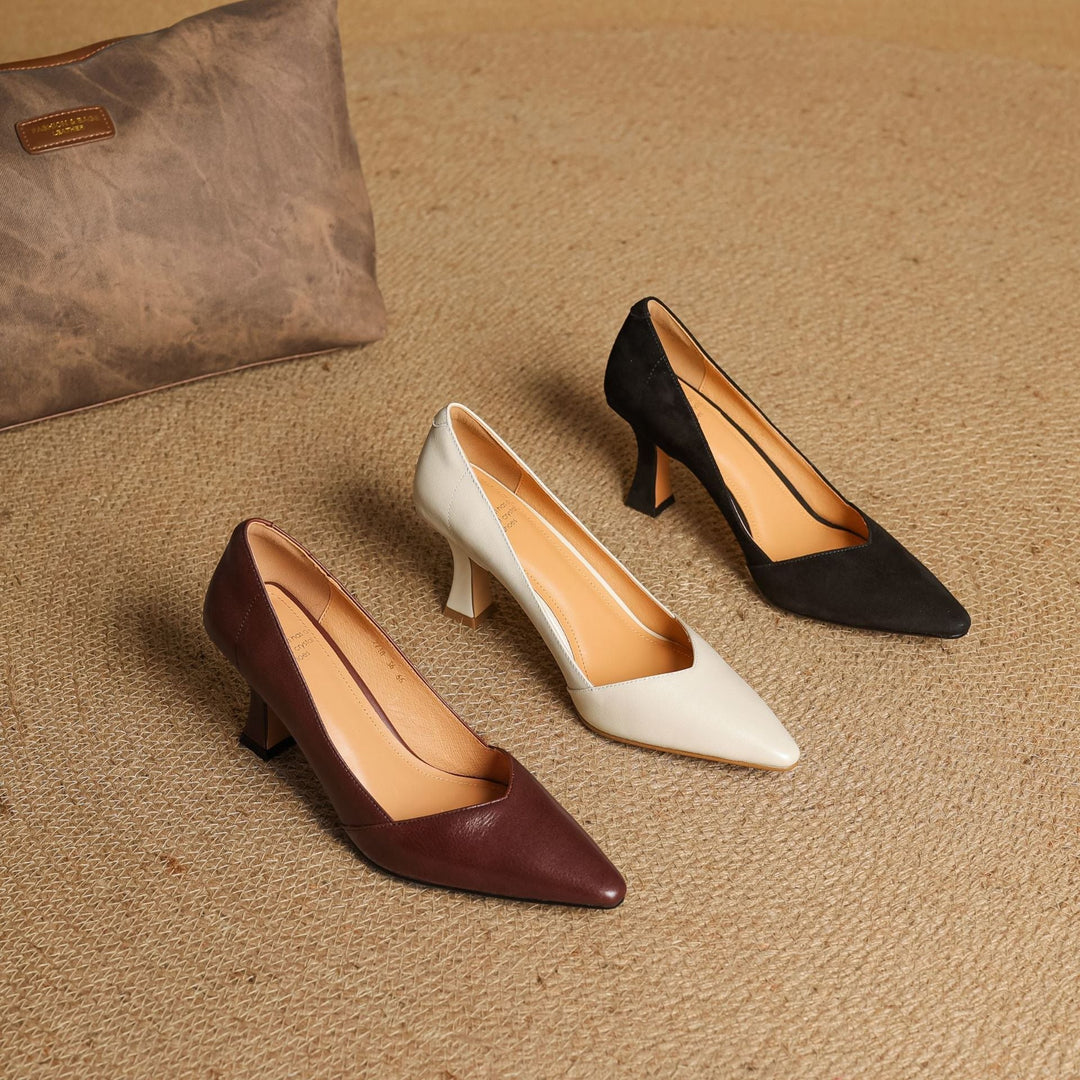 Womens Genuine Leather Heels Classic Fit