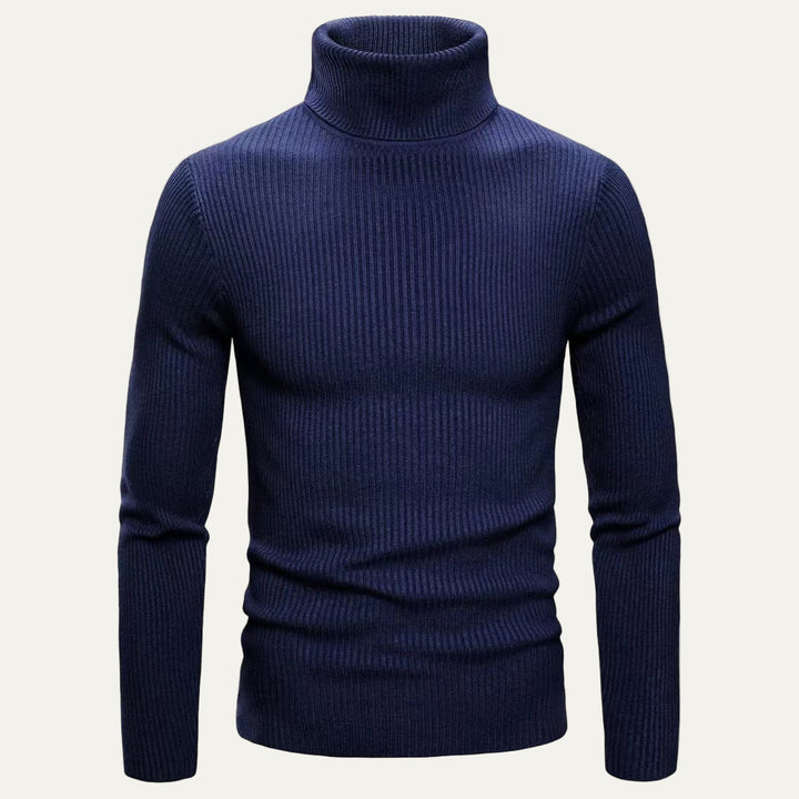 Mens Slim Fit Turtleneck Sweater Rib Knit