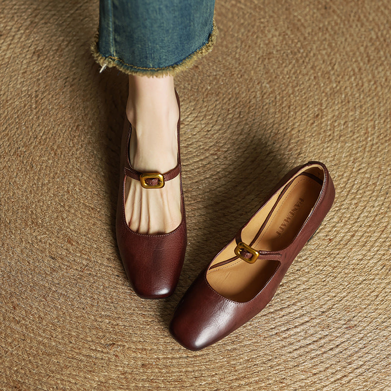 Womens Genuine Leather Heels Classic Fit