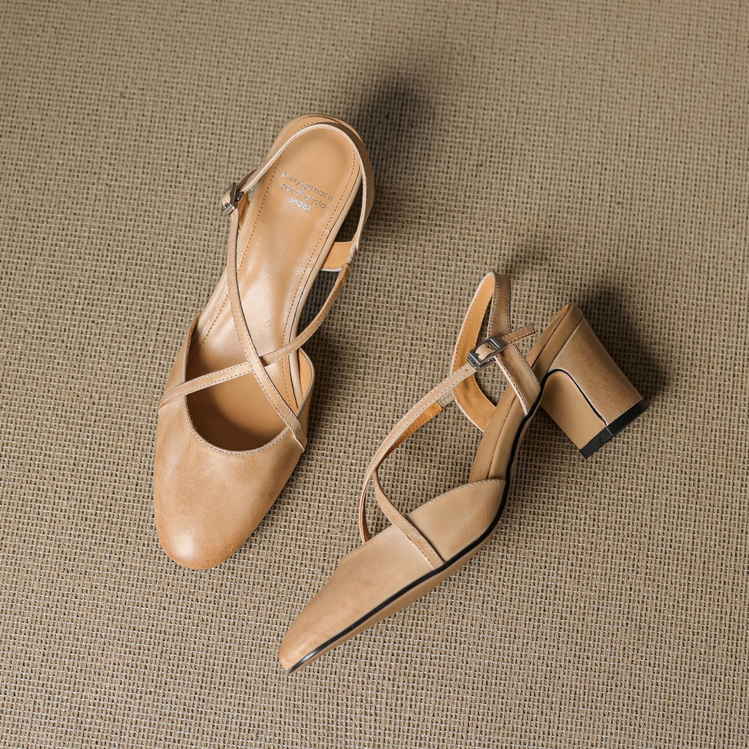 Womens Slingback Shoes Genuine Leather