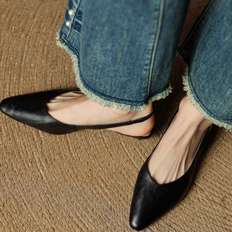 Womens Slingback Shoes Genuine Leather Classic Fit