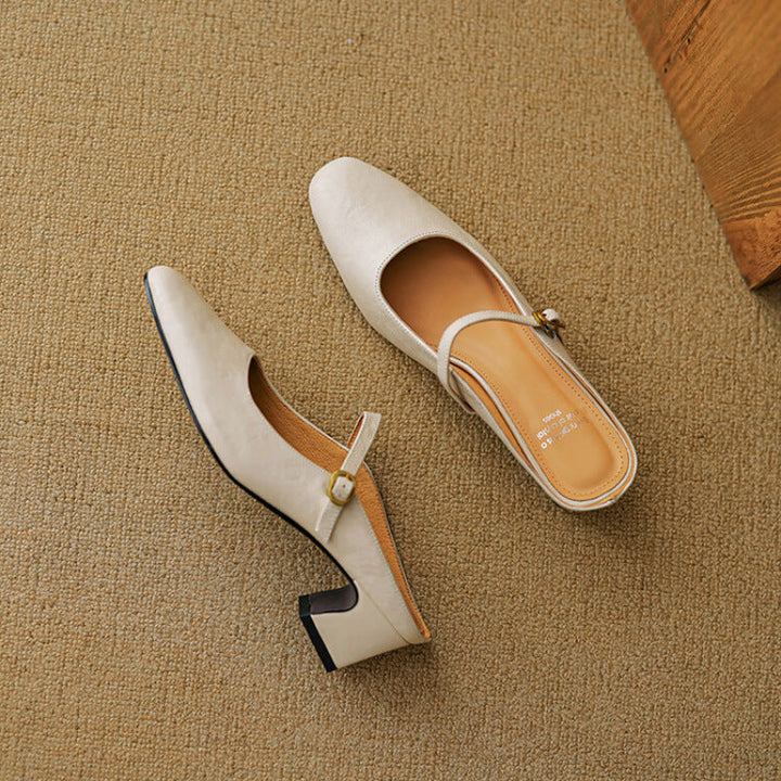 Womens Leather Mules Genuine Leather Slip-On