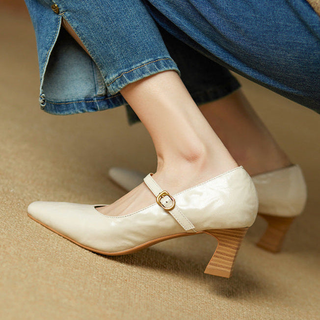 Womens Genuine Leather Heels Classic Fit