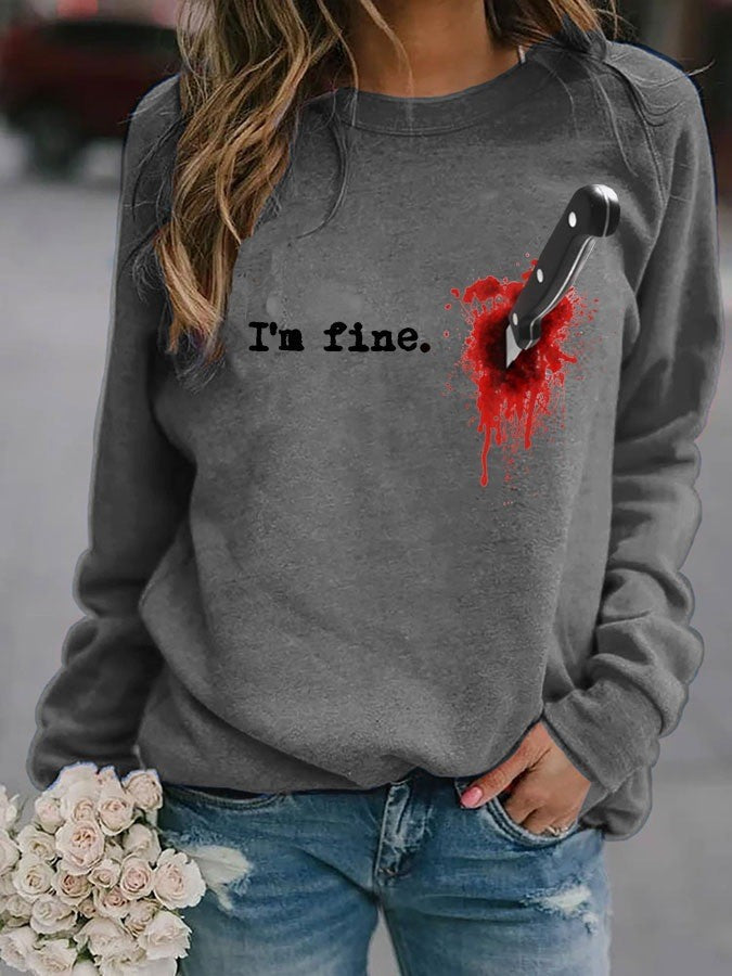 Womens Sweatshirt Cotton Graphic Relaxed Fit