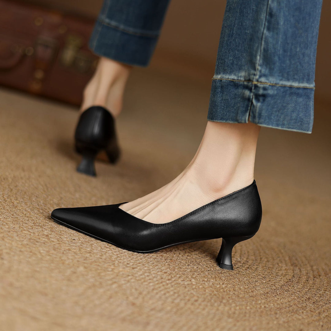 Womens Genuine Leather Heels Classic Fit
