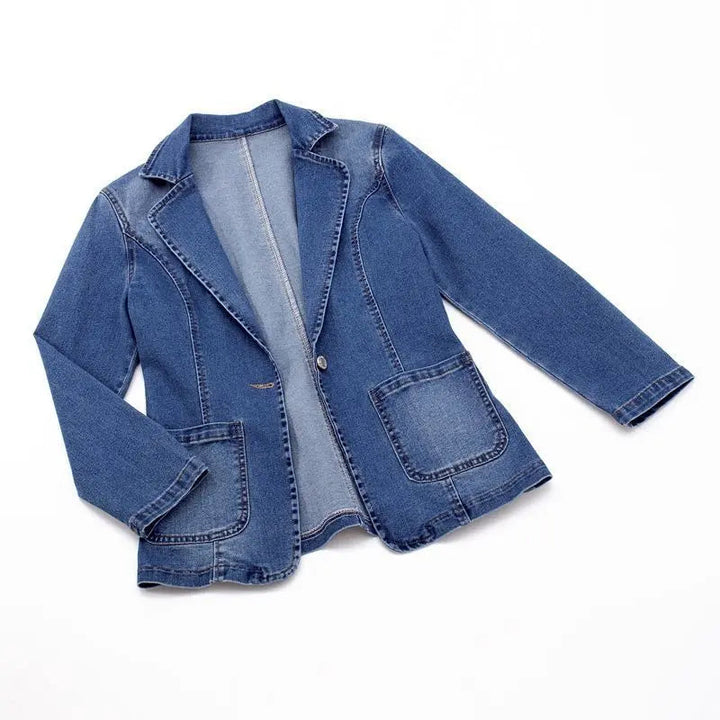 Womens Denim Blazer Classic Waist Tailored Fit