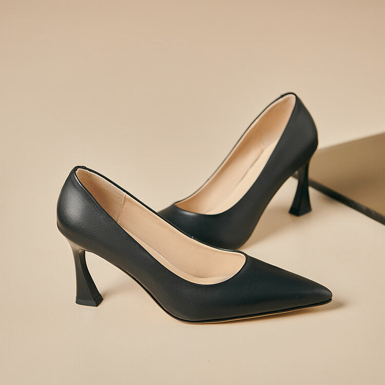 Womens Genuine Leather Heels Classic Fit
