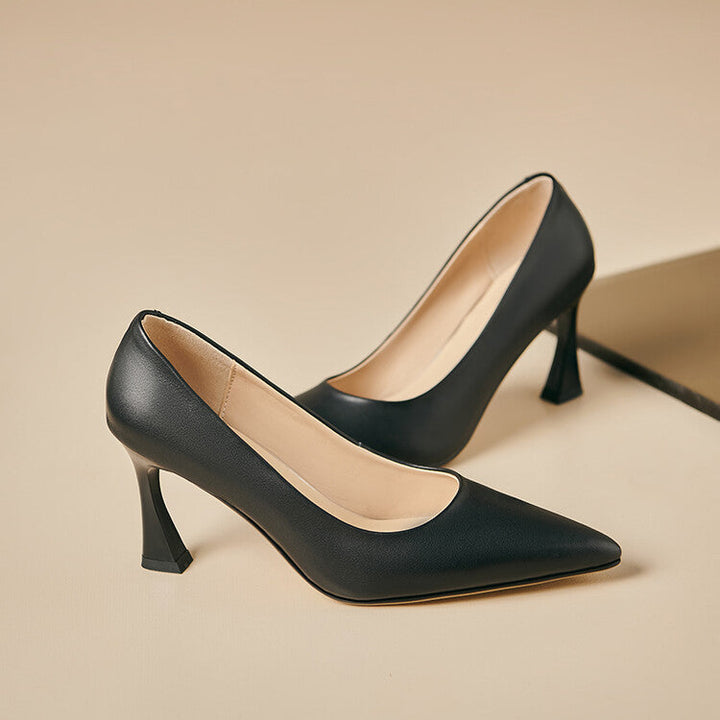 Womens Genuine Leather Heels Classic Fit