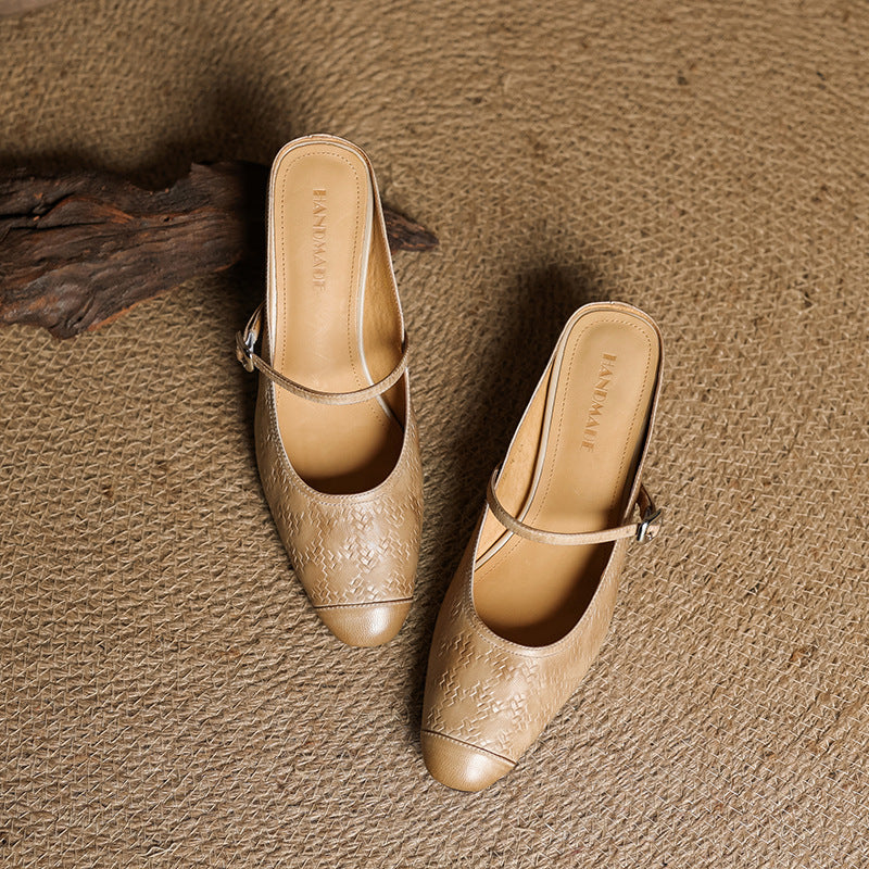 Womens Leather Mules Genuine Leather Slip-On