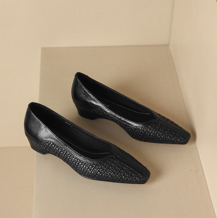 Womens Genuine Leather Heels Classic Fit