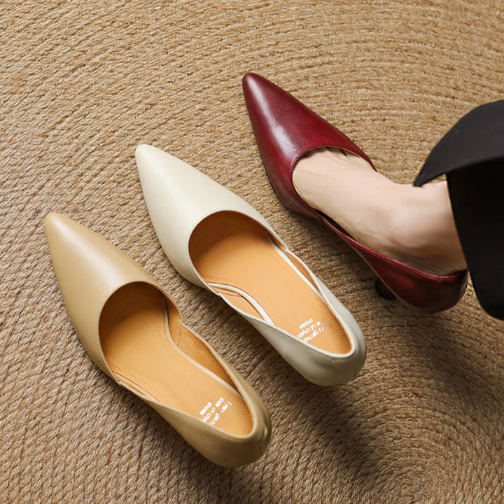Womens Genuine Leather Heels Classic Fit